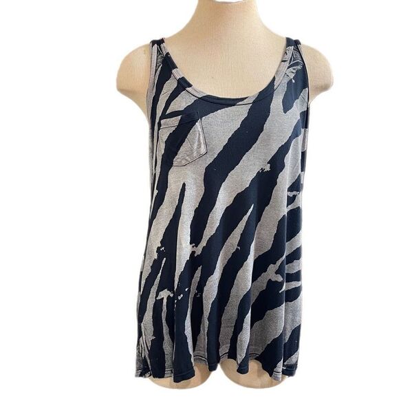 Michael Stars Black Stripe Racerback Tank Top One Size - Picture 1 of 7